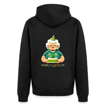 Freudiger Geburtstag Oma - Unisex Premium Bio Zip Hoodie - Schwarz - Hinten - Nico (187cm)