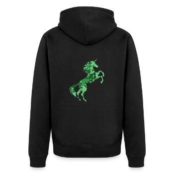 Einhorn Camouflage Symbol T-Shirt Magisches Einhorn - Unisex Premium Bio Zip Hoodie - Schwarz - Hinten - Nico (187cm)