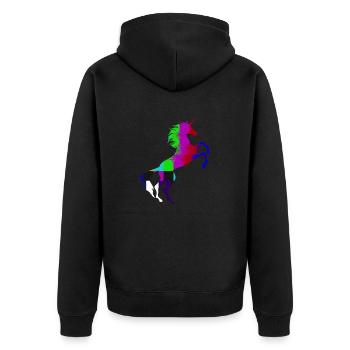 Einhorn Keine Signalbalken Symbol TShirt RGB Farbe Wortspiel - Unisex Premium Bio Zip Hoodie - Schwarz - Hinten - Nico (187cm)