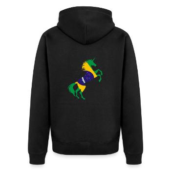Licorne Brésil Drapeau T-Shirt Licorne Magique Brésil - Veste à capuche bio Premium Unisexe - noir - Dos - Nico (187cm)