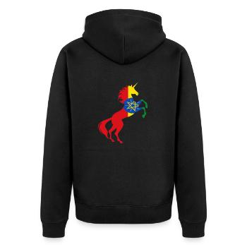 Licorne T-shirt drapeau éthiopienne licorne magique - Veste à capuche bio Premium Unisexe - noir - Dos - Nico (187cm)