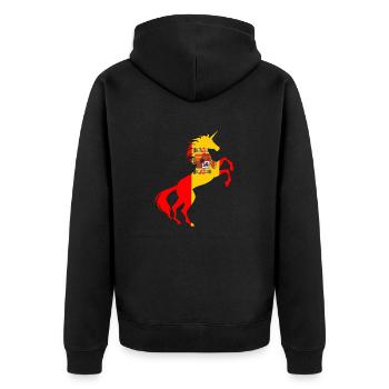 Einhorn Spanien Flagge Shirt Magisches Einhorn Spanier - Unisex Premium Bio Zip Hoodie - Schwarz - Hinten - Nico (187cm)