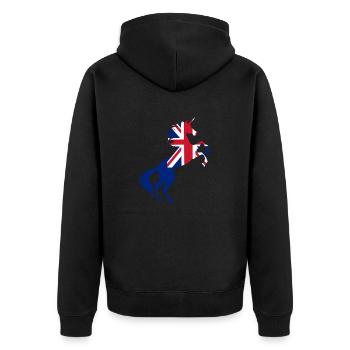 Licorne Royaume-Uni Drapeau Chemise Licorne Magique - Veste à capuche bio Premium Unisexe - noir - Dos - Nico (187cm)