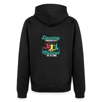 Dancing Through Life, One Muiscal At A Time Singin - Unisex Premium Organic Zip Hoodie - black - Back - Nico (187cm)