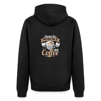 Alimenté par des comédies musicales et du café, du théâtre, du chant - Veste à capuche bio Premium Unisexe - noir - Dos - Nico (187cm)