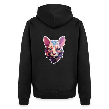 Sphynx-Katzenkopf - Unisex Premium Bio Zip Hoodie - Schwarz - Hinten - Nico (187cm)
