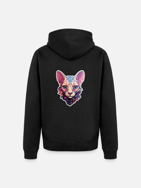 Sphynx Cat Head - Unisex Premium Organic Zip Hoodie - black