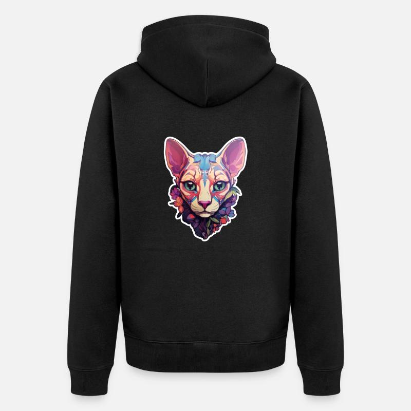 Tête de chat Sphynx - Veste à capuche bio Premium Unisexe - noir