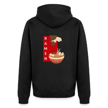Ramen Japanische Kunst für Nudeln und Feinschmecker - Unisex Premium Bio Zip Hoodie - Schwarz - Hinten - Nico (187cm)