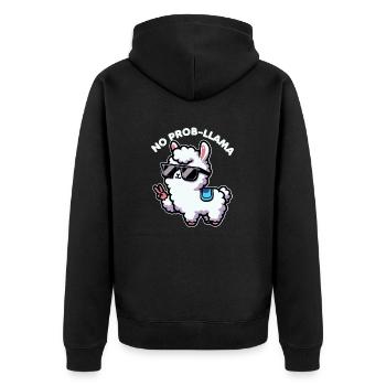No Probllama Funny Llama Lover Pun for alpaca - Unisex Premium Organic Zip Hoodie - black - Back - Nico (187cm)