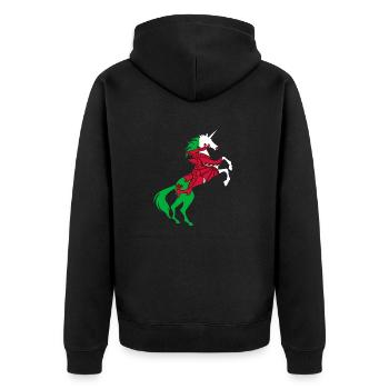 Licorne Pays de Galles Drapeau T-Shirt Licorne Magique Gallois - Veste à capuche bio Premium Unisexe - noir - Dos - Nico (187cm)