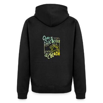 Life Is Better At The Beach - Unisex Premium Bio Zip Hoodie - Schwarz - Hinten - Nico (187cm)