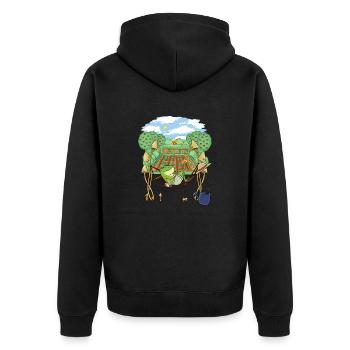 Frosch Gärtner Gartenarbeit Entspannung - Unisex Premium Bio Zip Hoodie - Schwarz - Hinten - Nico (187cm)