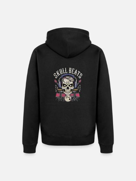 SKULL BEATS - Unisex Premium Organic Zip Hoodie - black