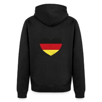 Vintage Herz Flagge Fussball Handball Deutschland - Unisex Premium Bio Zip Hoodie - Schwarz - Hinten - Nico (187cm)