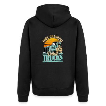Cool Grandpas Drive Trucks Trucking Trucker - Unisex Premium Bio Zip Hoodie - Schwarz - Hinten - Nico (187cm)