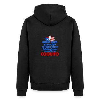 Coquito Recipe Puerto Rican Coconut Rum Drink - Unisex Premium Organic Zip Hoodie - black - Back - Nico (187cm)