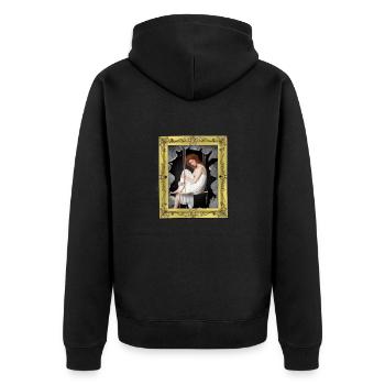 Cadre photo médiéval château fille femme - Veste à capuche bio Premium Unisexe - noir - Dos - Nico (187cm)