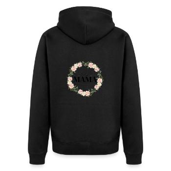 Für die beste Mama der Welt - Unisex Premium Bio Zip Hoodie - Schwarz - Hinten - Nico (187cm)