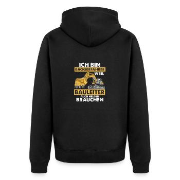 I'm an excavator driver Construction Excavator - Unisex Premium Organic Zip Hoodie - black - Back - Nico (187cm)