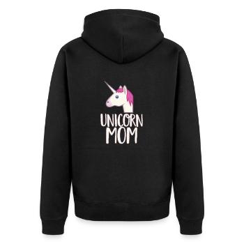 Einhorn Mama T-Shirt - Süßer rosa Regenbogen magisch - Unisex Premium Bio Zip Hoodie - Schwarz - Hinten - Nico (187cm)