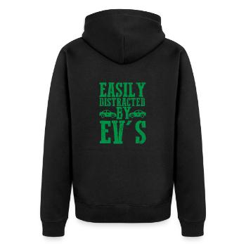 Easily Distracted By EV's EV Driver Electric Car - Unisex Premium Bio Zip Hoodie - Schwarz - Hinten - Nico (187cm)
