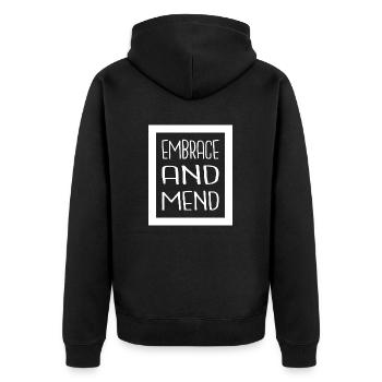 sayings self-healing providing support present - Unisex Premium Organic Zip Hoodie - black - Back - Nico (187cm)
