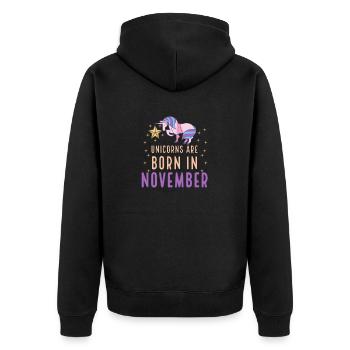 Einhörner werden im November geboren Geburtsmonat Geburtstag - Unisex Premium Bio Zip Hoodie - Schwarz - Hinten - Nico (187cm)