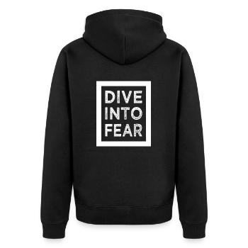 humor courage mindset birthday free fall - Unisex Premium Organic Zip Hoodie - black - Back - Nico (187cm)