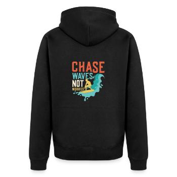 Born To Lift Raised To Elevate Surfing Surfer Surf - Unisex Premium Organic Zip Hoodie - black - Back - Nico (187cm)