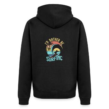 I'd Rather Be Surfing Summer Surfer Surfboard - Unisex Premium Organic Zip Hoodie - black - Back - Nico (187cm)