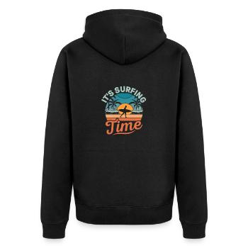 It's Surfing Time Surfboard Surfer Summer - Unisex Premium Organic Zip Hoodie - black - Back - Nico (187cm)