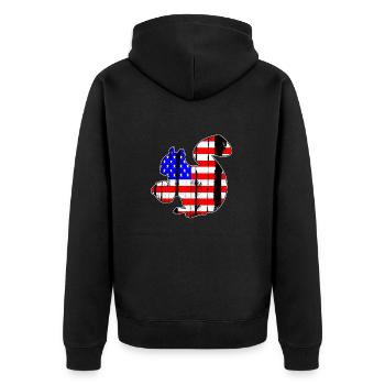 USA American Flag Squirrel Chipmunks Animal Lover - Unisex Premium Organic Zip Hoodie - black - Back - Nico (187cm)