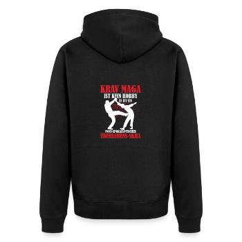 Krav Maga Israelische Selbstverteidigung - Unisex Premium Bio Zip Hoodie - Schwarz - Hinten - Nico (187cm)