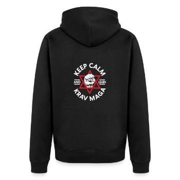 Keep Calm And Learn Krav Maga Martial Arts Trainin - Unisex Premium Organic Zip Hoodie - black - Back - Nico (187cm)