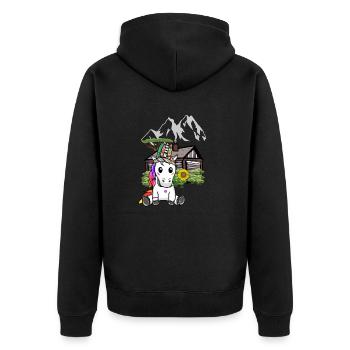 Einhorn Einhörner Wilder Westen Hippie Natur Berg - Unisex Premium Bio Zip Hoodie - Schwarz - Hinten - Nico (187cm)