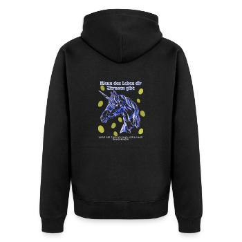 Zitronen Einhorn - Unisex Premium Bio Zip Hoodie - Schwarz - Hinten - Nico (187cm)