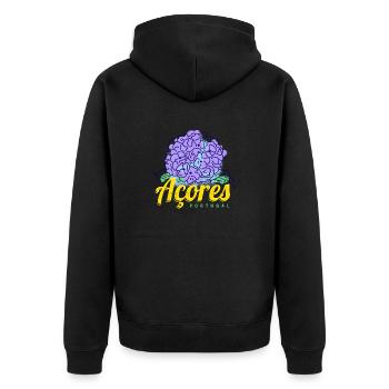 Azores Hydrangea Blossom Portugal Vintage Souvenir - Unisex Premium Organic Zip Hoodie - black - Back - Nico (187cm)