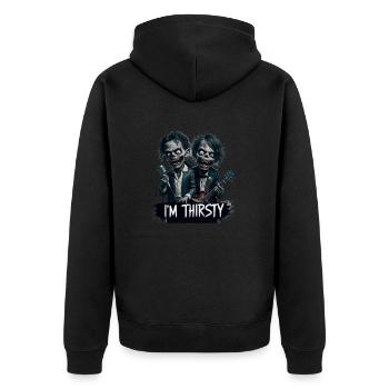 I M THIRSTY - Unisex Premium Organic Zip Hoodie - black - Back - Nico (187cm)