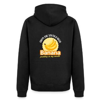 From The South And Need Banana Pudding In My Mouth - Unisex Premium Bio Zip Hoodie - Schwarz - Hinten - Nico (187cm)