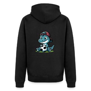 DINO - Unisex Premium Bio Zip Hoodie - Schwarz - Hinten - Nico (187cm)