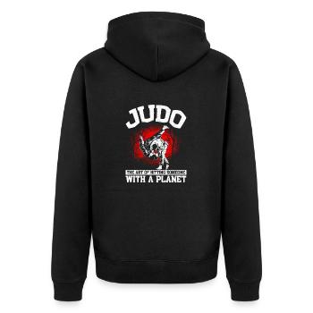 Judo Judoka Judo Geschenk für Judo - Unisex Premium Bio Zip Hoodie - Schwarz - Hinten - Nico (187cm)