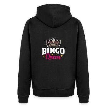Bingo-Königin - Unisex Premium Bio Zip Hoodie - Schwarz - Hinten - Nico (187cm)