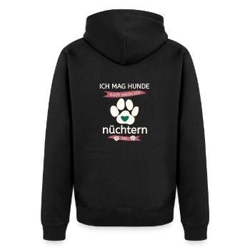 Hunde lovers nüchtern - Unisex Premium Bio Zip Hoodie - Schwarz - Hinten - Nico (187cm)