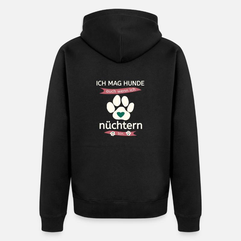 Hunde lovers nüchtern - Unisex Premium Bio Zip Hoodie - Schwarz