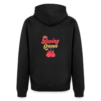 Boxing Queen Training Boxer - Unisex Premium Bio Zip Hoodie - Schwarz - Hinten - Nico (187cm)