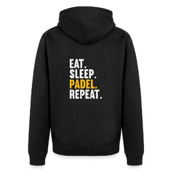 Padel Sport Padel Player - Unisex Premium Organic Zip Hoodie - black - Back - Nico (187cm)