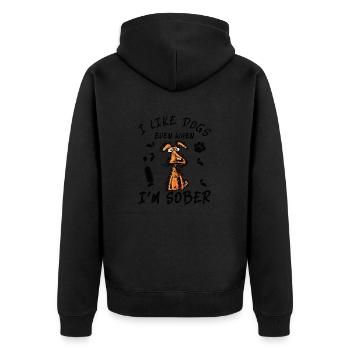 Hunde Sprüche - Unisex Premium Bio Zip Hoodie - Schwarz - Hinten - Nico (187cm)