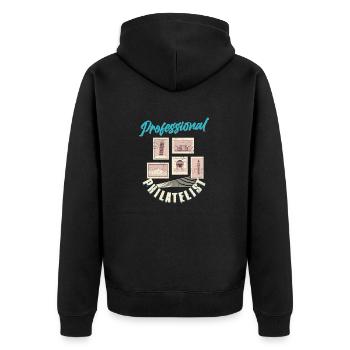 Expert in Stamps: The Professional Philatelist - Unisex Premium Organic Zip Hoodie - black - Back - Nico (187cm)