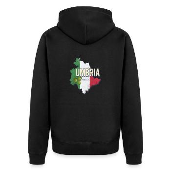 Carte murale de la région de l’Ombrie en Italie Souvenir vintage - Veste à capuche bio Premium Unisexe - noir - Dos - Nico (187cm)